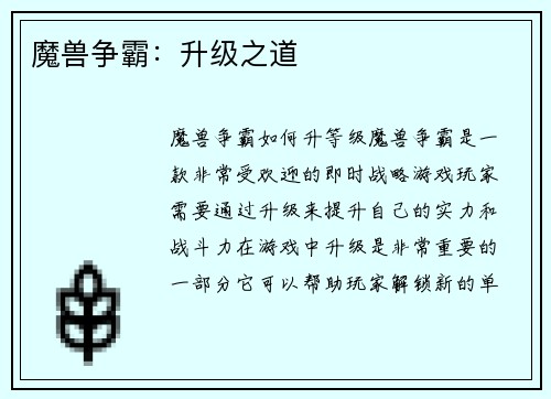 魔兽争霸：升级之道