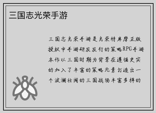 三国志光荣手游